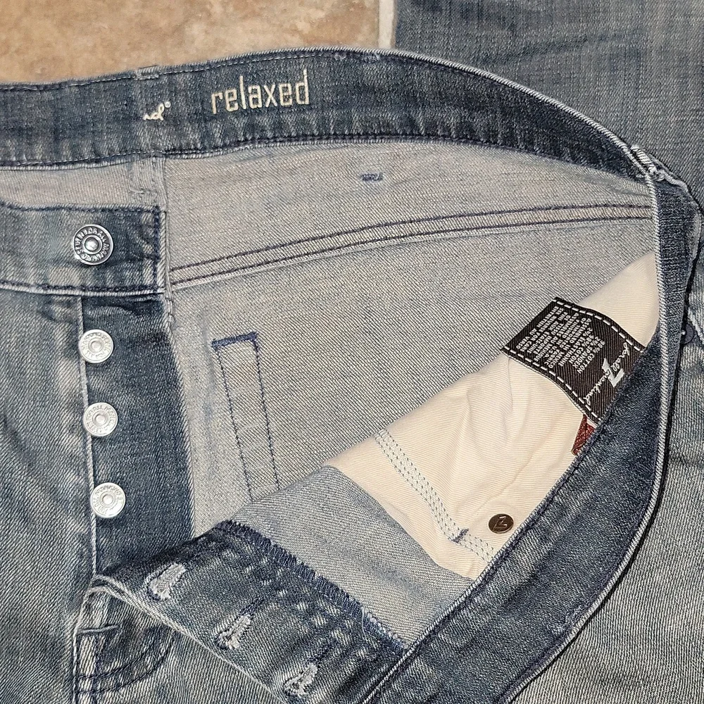 7 For All Mankind Relaxed Fit Button Fly Stretch 7FAM Mens Jeans Size 38 x 30 - Picture 4 of 9